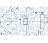 MAGNETI MARELLI 063732048010 Alternatore 14 V 90 A diametro 52 mm con puleggia