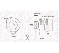 MAGNETI MARELLI 063732069010 Alternatore 14 V 100 A diametro 58 mm