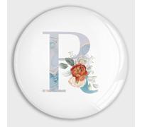 Magneti per frigorifero con monogramma blu con motivo floreale, lettera dell'alfabeto R in vetro, piccoli, rotondi, multiuso, per frigorifero, armadietto, lavagna, cucina, ufficio, scuola