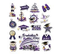 Magneti per laurea, 16 pezzi, decorazione impermeabile, 120 g, set di adesivi a tema crociera, calamite da frigorifero per auto 2026, per frigorifero, computer, feste, scuola elebrazioni
