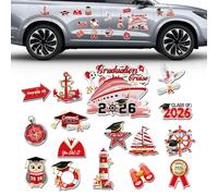 Magneti per laurea, 16 pezzi, decorazione impermeabile, 120 g, set di adesivi a tema crociera, calamite da frigorifero per auto 2026, per frigorifero, computer, feste, scuola elebrazioni