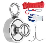 Magneti per pesci magnetici, 480 kg, N52, set di pesci magnetici, Ø 75 mm, con corda da 20 m, guanti e ancora, con 2 magneti al neodimio