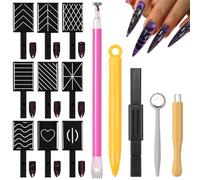 Magneti per unghie, 14 pezzi, Cateye magnetici per nail art, penna magnetica fai da te Magic 3D Cat Eye Magnete per occhi di gatto, gel UV polacco