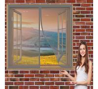 Magneti Rete Anti Zanzare Zanzariera 134 x 140 cm Telaio Magnetico per Finestra Si Chiude da Sola Totalmente Magnetica Tende Zanzariera Porta Finestra, Grigio