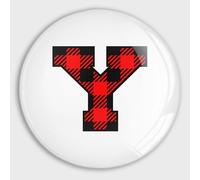 Magneti rotondi in vetro con lettera dell'alfabeto a forma di Y in tartan rosso e nero, piccoli magneti rotondi per frigorifero, armadio, scuola, casa, cucina, ufficio, lavagne bianche, armadietti