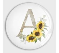 Magneti rotondi in vetro con lettera di girasole e monogramma dell'alfabeto A, piccoli magneti rotondi per frigorifero, armadio, scuola, casa, cucina, ufficio, lavagne bianche, armadietti, regali di