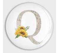 Magneti rotondi in vetro con lettera di girasole e monogramma dell'alfabeto Q, piccoli magneti rotondi per frigorifero, armadio, scuola, casa, cucina, ufficio, lavagne bianche, armadietti, regali di