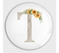 Magneti rotondi in vetro con lettera di girasole e monogramma iniziale dell'alfabeto T, piccoli magneti rotondi per frigorifero, armadio, scuola, casa, cucina, ufficio, lavagne bianche, armadietti