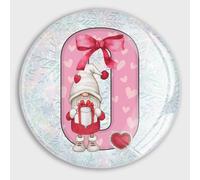 Magneti rotondi in vetro con monogramma con gnomo rosa, lettera iniziale dell'alfabeto O, piccoli magneti rotondi per frigorifero, armadio, scuola, casa, cucina, ufficio, classe, lavagne bianche