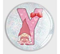 Magneti rotondi in vetro con monogramma con gnomo rosa, lettera iniziale dell'alfabeto Y, piccoli magneti rotondi per frigorifero, armadio, scuola, casa, cucina, ufficio, classe, lavagne bianche