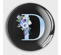 Magneti rotondi in vetro con monogramma floreale blu, lettera dell'alfabeto D, piccoli magneti rotondi per frigorifero, armadio, scuola, casa, cucina, ufficio, lavagne bianche, armadietti, regali di