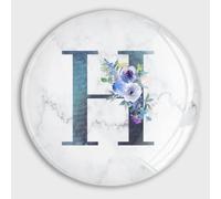Magneti rotondi in vetro con monogramma floreale blu lettera dell'alfabeto iniziale H piccoli magneti rotondi per frigorifero, armadio, scuola, casa, cucina, ufficio, classe, lavagne bianche