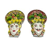Magneti Siciliani, Decorazione Pi gna, Teste di Moro, Ficodindia, Cannolo siciliano, Ruota carretto, Carretto Siciliano, Coffe siciliane, Souvenir, Regalo da Collezione. (Teste di moro ruota carretto)