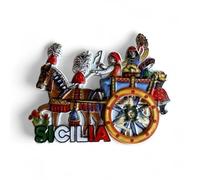 Magneti Siciliani, Teste di Moro, Ficodindia, Cannolo siciliano, Ruota carretto, Carretto Siciliano, Souvenir e regalo da Collezione (Carretto_siciliano)