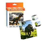 Magnetic Building Blocks, Dinosaur Theme Cube Set, Children Assembly Toy Tiles, Stem Learning Magnet Blocks, for Boys Girls Home School Classroom Kindergarten Preschool Birthday Holiday 2x2 cm