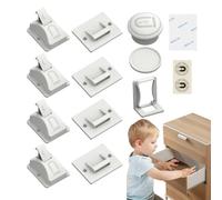 Magnetic Cabinet Locks, Invisible Drawer Latch, Baby Proofing System with Strong Adhesive, Easy Installation and Secure Safety Mechanism for Kitchen Cupboard Doors