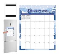 Magnetic Calendar - 2026 12-Month Daily Calendar for School and Office, Smudge-Proof Schedule Board with Countdown Punch-In Planner, Wall Organizer for Kitchen, Living Room, 14.49x11.5 Inches