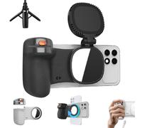 Magnetic Camera Grip for Cell Phone, Fun Shot Camera Grip with Detachable Control and Fill Light, 360 Degree Rotatable Magnetic Selfie Grips Mobiles Holding Handle for Outdoor Indoor Travel