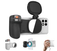 Magnetic Camera Grip for Cell Phone, Fun Shot Camera Grip with Detachable Control and Fill Light, 360 Degree Rotatable Magnetic Selfie Grips Mobiles Holding Handle for Outdoor Indoor Travel