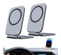 Magnetic Car Phone Holder - Dashboard Mount for Secure Driving View | Aluminum Alloy Frame with Strong Magnet Core, 360 Degree Rotation Ball Joint, Hand Support for Vehicle Navigation Accessory