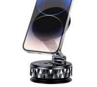 Magnetic Car Phone Holder, Vacuum Suction Cup Dash Mount, 3.39 inches 360° Rotating Smartphone Bracket, Automotive Interior Accessory for Gym, Desktop, and Vehicle Use