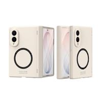 Magnetic Case for Samsung Galaxy Z Fold 8 Wide with Hinge Protection | Built-in Screen Protector Shockproof Case Hinge ,Full-Body Shockproof Protective Case Wireless Charging(Beige)