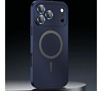 Magnetic Charging Bumper Matte Shell for iPhone 17 Pro Max, Magnetic Aluminum Metal Frame Snap-On Case with Lens Protector (Blue,17pro)