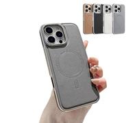 Magnetic Charging Leather Case for iPhone, Luxurious Business Genuine Leather Phone Case, Support Wireless Charging Magnetic Cover for iPhone 16/15/14/13 Promax (for iPhone 14ProMax,Grey)