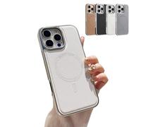 Magnetic Charging Leather Case for iPhone, Luxurious Business Genuine Leather Phone Case, Support Wireless Charging Magnetic Cover for iPhone 16/15/14/13 Promax (for iPhone 13Pro,White)