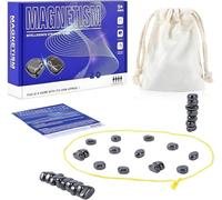 Magnetic Chess Games with Stones Set, Pouch, Manual - Multiplayer Puzzle Strategy Game for Family - Puzzle Board Games for Adults Kids - Magnetic Chess Board Set with String, 20 Pcs of Magnetic Tiles