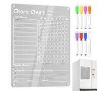Magnetic Chore Chart - Acrylic, Planner Board, Dry Erase Layout | Includes 8 Markers, Checklist Board, Family Organizer For Teens, Kids, Adults, Kitchen, Refrigerator, Daily Schedule, Task Tracking