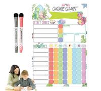 Magnetic Chore Chart - PET Card Magnet 20x30cm | Weekly Visual Schedule For Kids, Dry Erase Reward Chart With 2 Markers, Refrigerator Calendar For Daily Behavior, Chores | Kids Home School Use