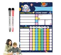 Magnetic Chore Chart - PET Card Magnet 20x30cm | Weekly Visual Schedule For Kids, Dry Erase Reward Chart With 2 Markers, Refrigerator Calendar For Daily Behavior, Chores | Kids Home School Use