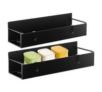 Magnetic Cup Holder, Refrigerator Mug Organizer, 2 Pieces Beverage Storage Shelf with 4 Hooks, Multipurpose Mount for Kitchen Fridge Microwave Washing Machine Room Use