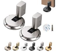 Magnetic Door Stop, Door Stoppers Magnetic, 2024 New Punch-Free Mechanical Silent Floor Door Stop, Heavy Duty Adjustable Magnetic Door Stoppers For Bottom Of Door (Silver,2PCS)