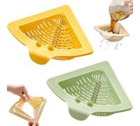 Magnetic Drainage & Filter Basket, 2026 New Punch-Free Triangular Sink Strainer with Twist-Open Bottom, Collapsible Kitchen Sink Filter Basket, Corner Sink Trash Catcher for Food Waste (2Pcs-C)