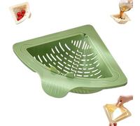 Magnetic Drainage & Filter Basket, Punch-Free Triangular Sink Strainer with Twist-Open Bottom, Corner Kitchen Organizer for Washing Fruits & Vegetables, Strong Magnetic Fix (Green)