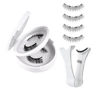 Magnetic Eyelashes Reusable PP Black Stem Women Eye Makeup | 4-Pieces Natural Look False Eyelashes With PP Applicator Reusable Lightweight For Travel, Dates, Performances, Working,