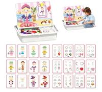 Magnetic Face Puzzle - Creative Double-Sided Magnetic Dress-Up Game for Preschoolers, Travel-Friendly Educational Learning Game with 70+ Pieces and 12 Pattern Cards (B)