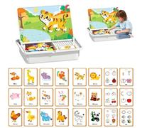Magnetic Face Puzzle - Creative Double-Sided Magnetic Dress-Up Game for Preschoolers, Travel-Friendly Educational Learning Game with 70+ Pieces and 12 Pattern Cards (F)