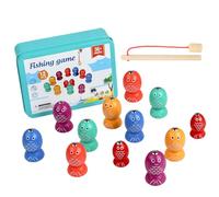 Magnetic Fish Toy, Wooden Sensory Game, Fine Motor Table Activity, Skills Development Puzzle Colorful Set for Preschool Classroom Indoor Learning, 4.96x3.74x1.57 Inches