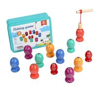 Magnetic Fishing Game, Wooden Fine Motor Activity Toy, 4.96x3.74x1.57 Inches Interactive Indoor Classroom Game, Sensory Skills Development Games for Toddler, Learning And Coordination