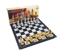 Magnetic Folding Chess Set with Classic Design, Enlightenment Game for Kids Beginners & Adults(Gold+Silver,32cm)