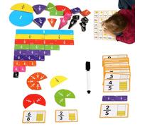 Magnetic Fraction - Math Manipulative Set, Color Coded Tiles And Activity Cards, Dry Erase Pen Included | Hands On Learning Toy For Preschool Elementary Classroom Homeschool