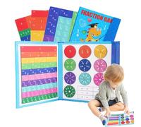 Magnetic Fractions Tiles And Circles Set - Strip Magnets For Kids | Visual Math Manipulatives For Elementary Classroom | Educational Fraction Blocks