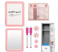 Magnetic Locker Accessories - Whiteboard Mirror & Pen Holder Set