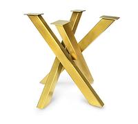Magnetic Mobel Struttura del tavolo Orion Design a croce, robusta, robuste guide per tavoli, acciaio, gambe del tavolo, metallo (D'oro, 77x77xH71 cm)
