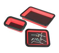 Magnetic Parts Tray - Silicone Covered Tool Dish Set, Anti Scratch Hardware Storage Organizer, High Strength Magnet For Fasteners Small Repair Use, Portable Workbench Accessory | Automotive Appliance