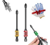 Magnetic Phillips Bit Set with Spring, Spring Impact Non-slip Hexagonal Electric Screwdriver Bit, One Push to Eject Quickly, No More Slipping of Saw Teeth, Double Layer Impact Resistance (90+110mm)