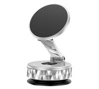 Magnetic Phone Mount (2.36 Inch Diameter) - Suction Cup Universal Car Dash Holder | 360° Rotating Foldable Dashboard Stand | Strong Vacuum Adsorption Magnetic Grip For Smartphone Navigation, Compatibl